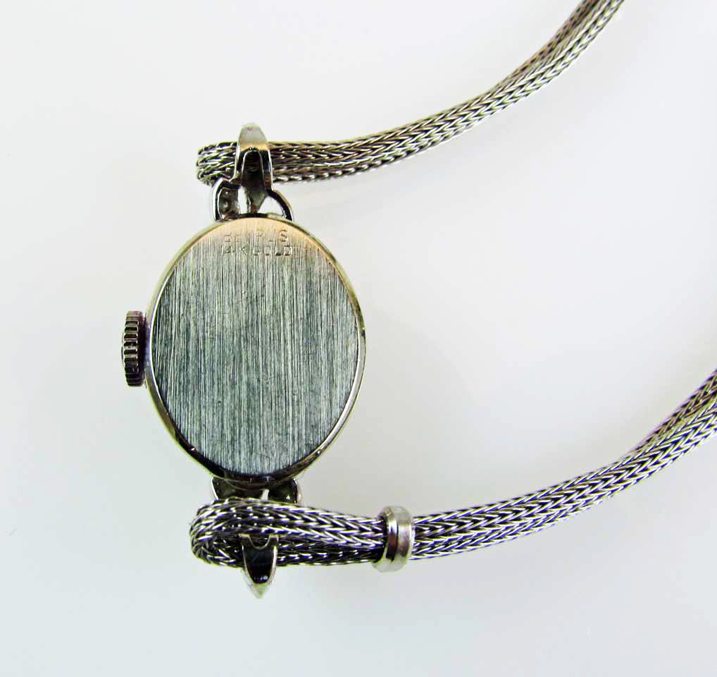 Vintage c.1930's BENRUS Solid 14k White Gold Womens Watch with Four Diamonds Vintage c.1930's BENRUS Solid 14k White Gold Womens Watch with Four Diamonds