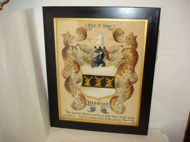 BRADFORD Family Coat of Arms Watercolor Painting - Fier et Sage BRADFORD Family Coat of Arms Watercolor Painting - Fier et Sage