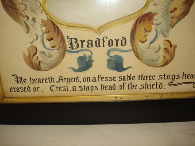 BRADFORD Family Coat of Arms Watercolor Painting - Fier et Sage BRADFORD Family Coat of Arms Watercolor Painting - Fier et Sage