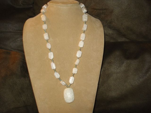 Vintage Egyptian Revival Carved Alabaster Scarab BEAD NECKLACE Vintage Egyptian Revival Carved Alabaster Scarab BEAD NECKLACE
