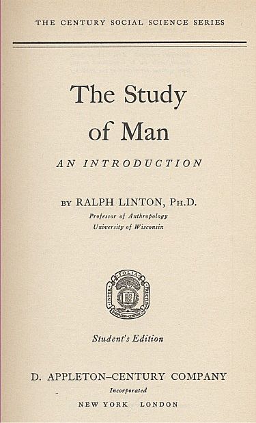 The Study of Man 1936 Social Science Book The Study of Man 1936 Social Science Book