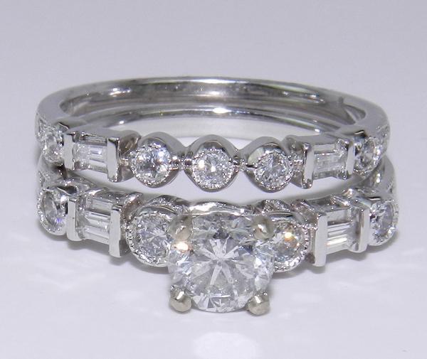 14K White Gold 1.06 ct Round Brilliant Diamond Engagement Wedding Ring Band Set 14K White Gold 1.06 ct Round Brilliant Diamond Engagement Wedding Ring Band Set