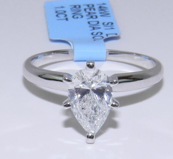 14K White Gold 1.00 ct Pear SOLITAIRE Diamond Engagement Ring EGL Cert D SI1 14K White Gold 1.00 ct Pear SOLITAIRE Diamond Engagement Ring EGL Cert D SI1