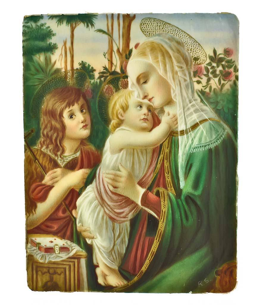 Antique Miniature Painting Madonna and Child with Saint John the Baptist Antique Miniature Painting Madonna and Child with Saint John the Baptist