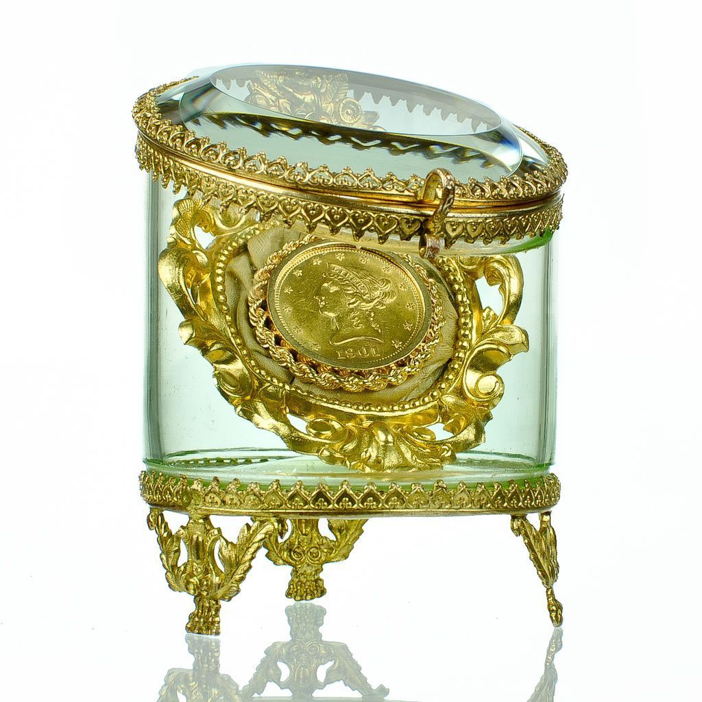 Antique Glass & Gilt Bronze Pocket Watch Holder - Jewelry Display Vitrine Casket - Rococo Antique Glass & Gilt Bronze Pocket Watch Holder - Jewelry Display Vitrine Casket - Rococo