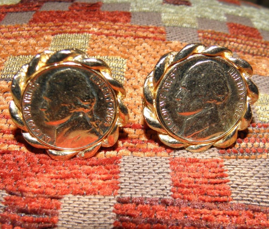 Vintage Genuine Coin Nickel Gold Tone Cufflinks Vintage Genuine Coin Nickel Gold Tone Cufflinks