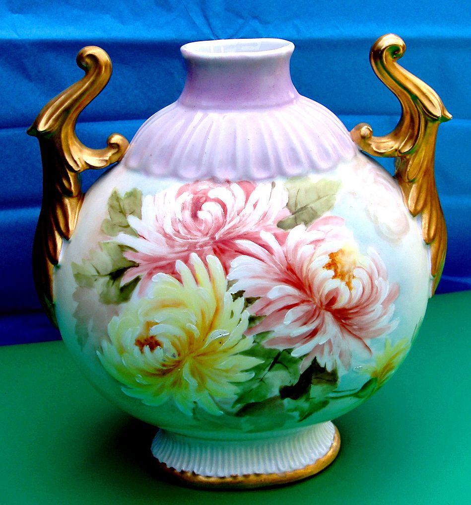 Limoges France Hand Painted Pillow Spider Vase Limoges France Hand Painted Pillow Spider Vase