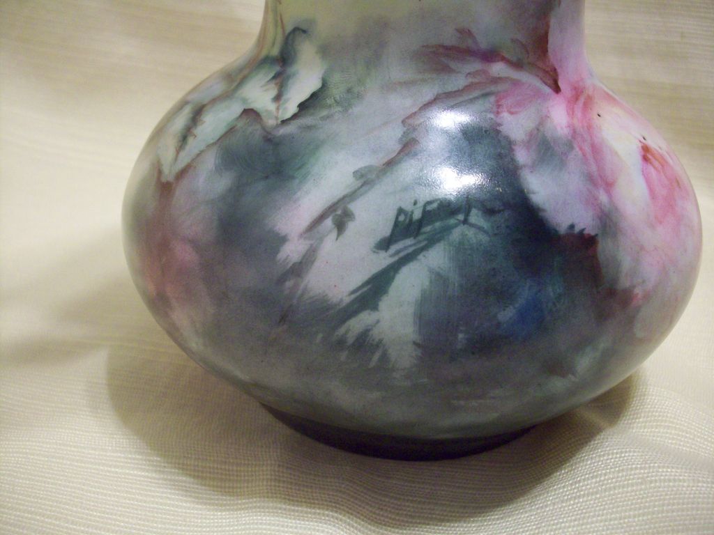 Rare Gorgeous P.H. Leonard Limoges Hand Painted Rose Ewer Pitcher Vase Tankard, Twisted Ribbon Handle, Artist Pifer Signed,Ca 1898-1908 Rare Gorgeous P.H. Leonard Limoges Hand Painted Rose Ewer Pitcher Vase Tankard, Twisted Ribbon Handle, Artist Pifer Signed,Ca 1898-1908