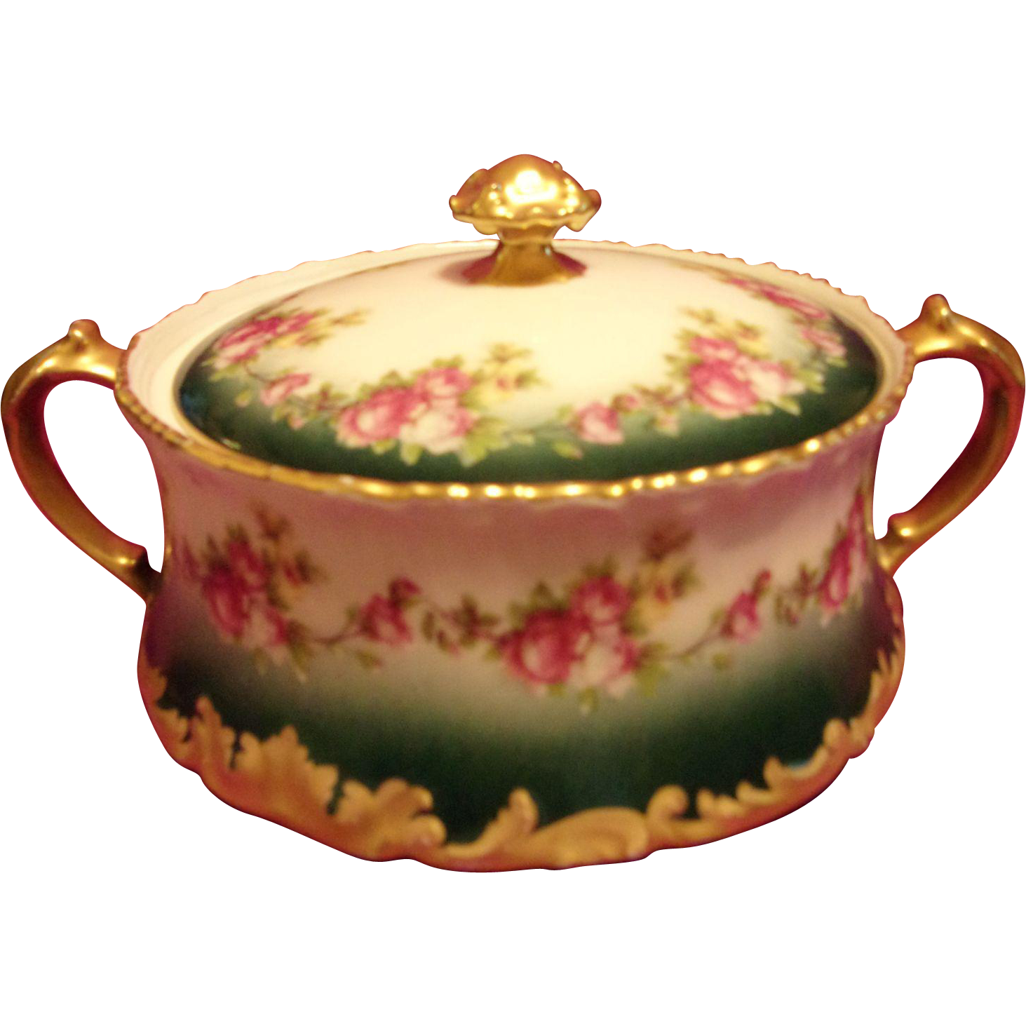 Large Limoges Hand PaintedRose Cracker Biscuit Jar from lucy53 on Ruby Lane