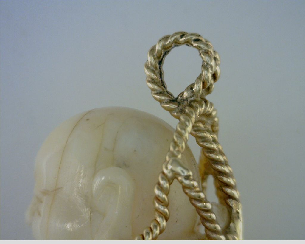 Art Deco Pre-ban Ivory Buddha & Diamonds 14kt Gold Pendant Art Deco Pre-ban Ivory Buddha & Diamonds 14kt Gold Pendant