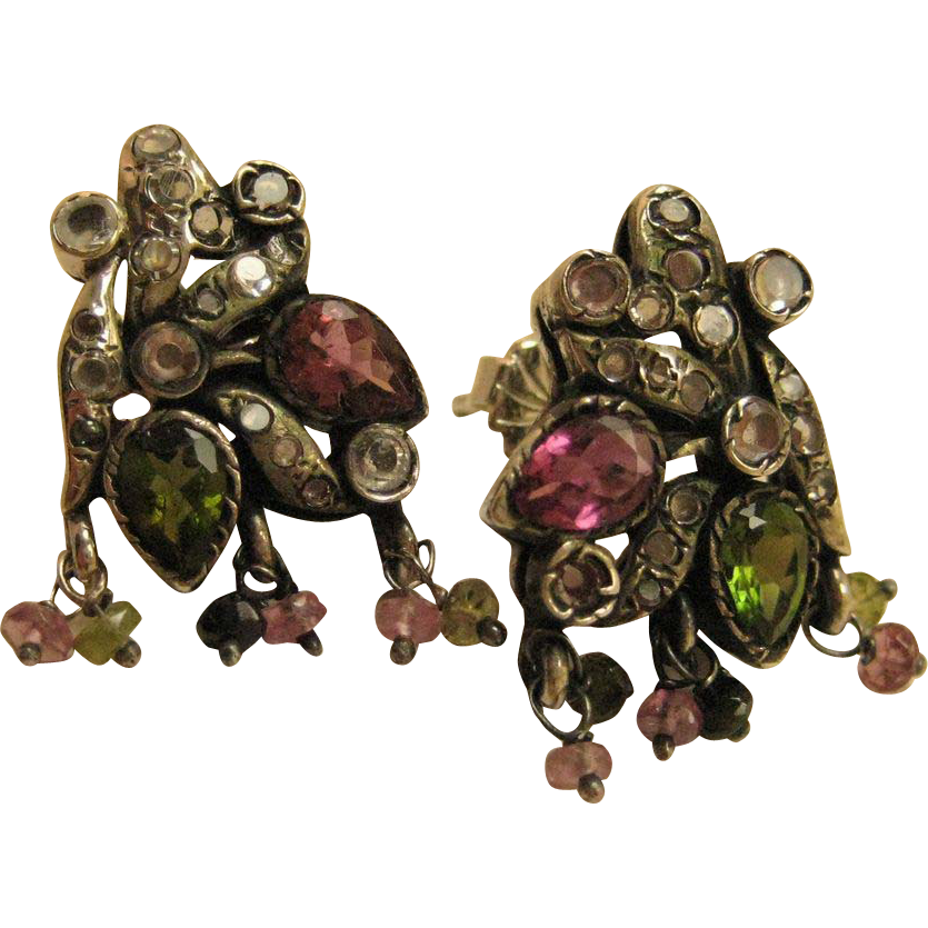 Tourmaline & Peridot Sterling Silver Post Earrings Tourmaline & Peridot Sterling Silver Post Earrings