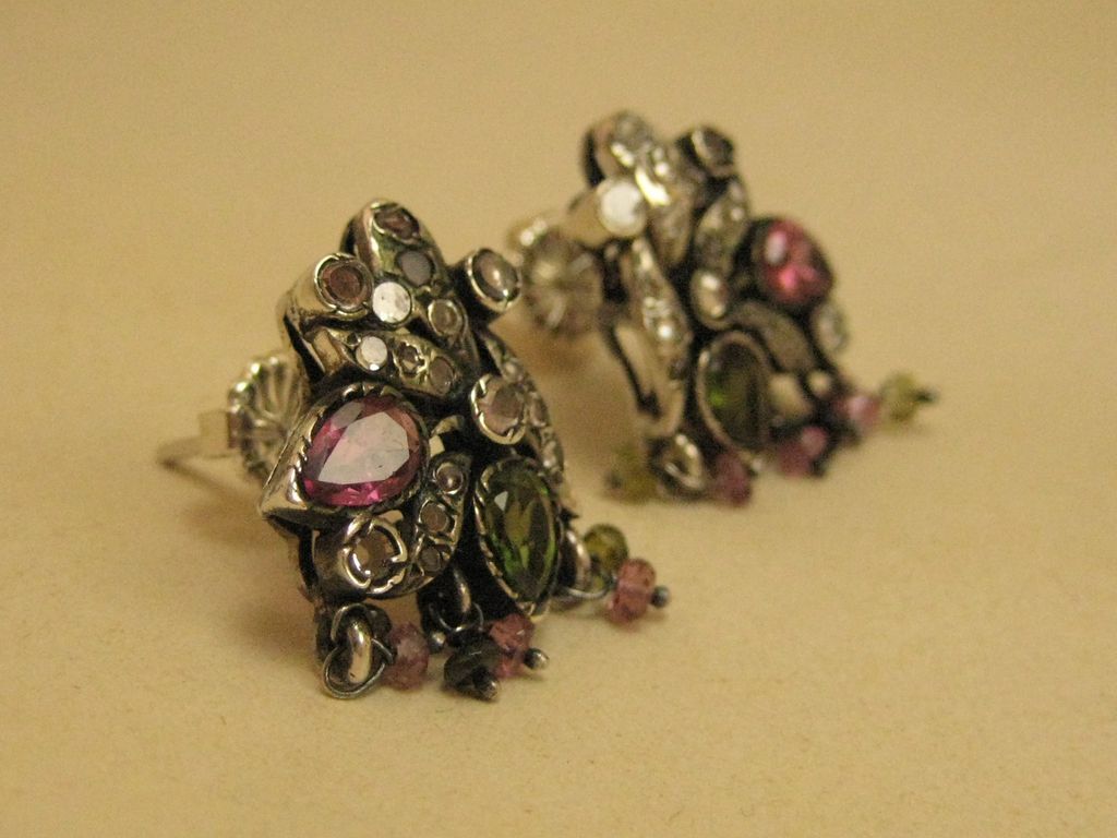 Tourmaline & Peridot Sterling Silver Post Earrings Tourmaline & Peridot Sterling Silver Post Earrings