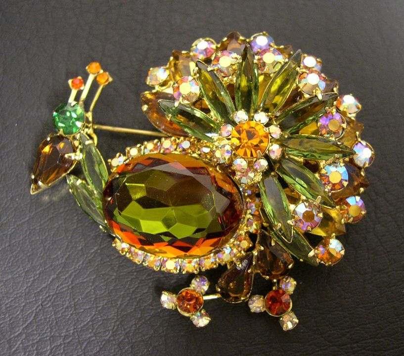 DeLizza & Elster JULIANA Peacock Brooch, circa 1960s DeLizza & Elster JULIANA Peacock Brooch, circa 1960s