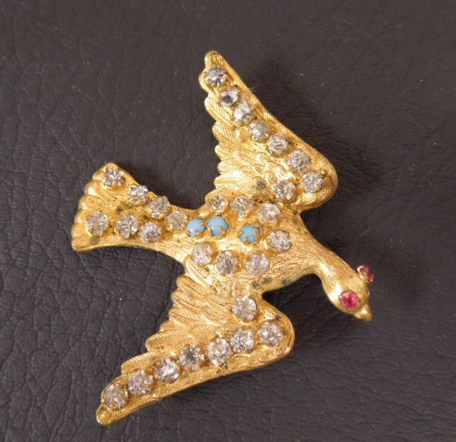 Antique Victorian Bejeweled Dove Brooch Antique Victorian Bejeweled Dove Brooch