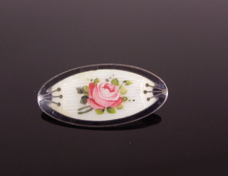 Antique Victorian Sterling Guilloche Rose Brooch Antique Victorian Sterling Guilloche Rose Brooch
