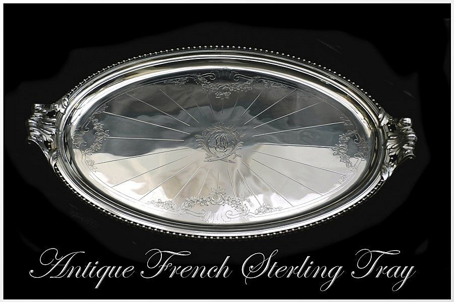 CARDEILHAC : AMAZING Antique French Sterling Silver Tray 150 Troy Ounces CARDEILHAC : AMAZING Antique French Sterling Silver Tray 150 Troy Ounces