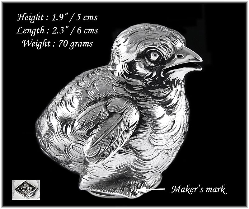 VAGUER : Antique French Sterling Silver Figural Bird Salt Cellar VAGUER : Antique French Sterling Silver Figural Bird Salt Cellar