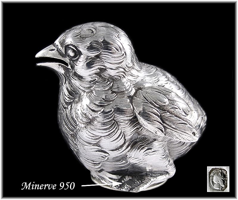 VAGUER : Antique French Sterling Silver Figural Bird Salt Cellar VAGUER : Antique French Sterling Silver Figural Bird Salt Cellar