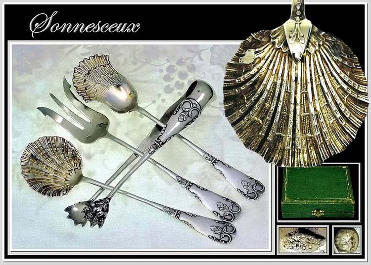 BONNESCOEUR: Antique French Silver Vermeil Hors d'-Oeuvres Set Boxed! BONNESCOEUR: Antique French Silver Vermeil Hors d'-Oeuvres Set Boxed!