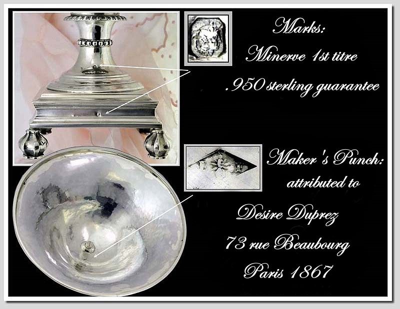 Majestic Antique French Sterling & Crystal Drageoir, Confituruer, Centerpiece Majestic Antique French Sterling & Crystal Drageoir, Confituruer, Centerpiece