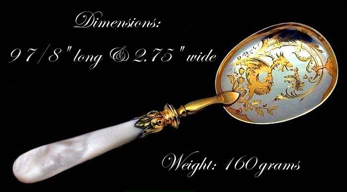 Paul Tallois: Antique French Sterling, Gold & Mother of Pearl Ice Cream Servers Paul Tallois: Antique French Sterling, Gold & Mother of Pearl Ice Cream Servers