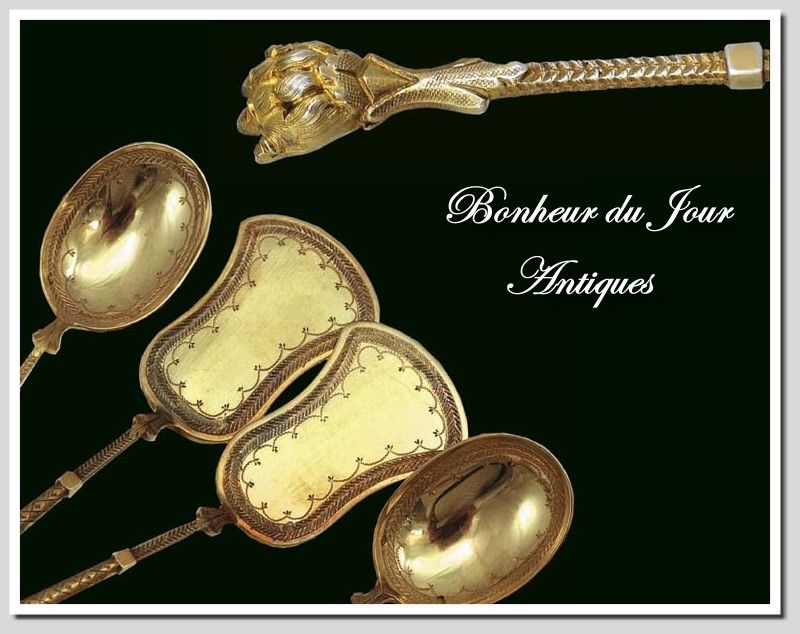 Cardeilhac: Antique French Sterling Vermeil a la Russe Hors d'Oeuvres Set Boxed Cardeilhac: Antique French Sterling Vermeil a la Russe Hors d'Oeuvres Set Boxed