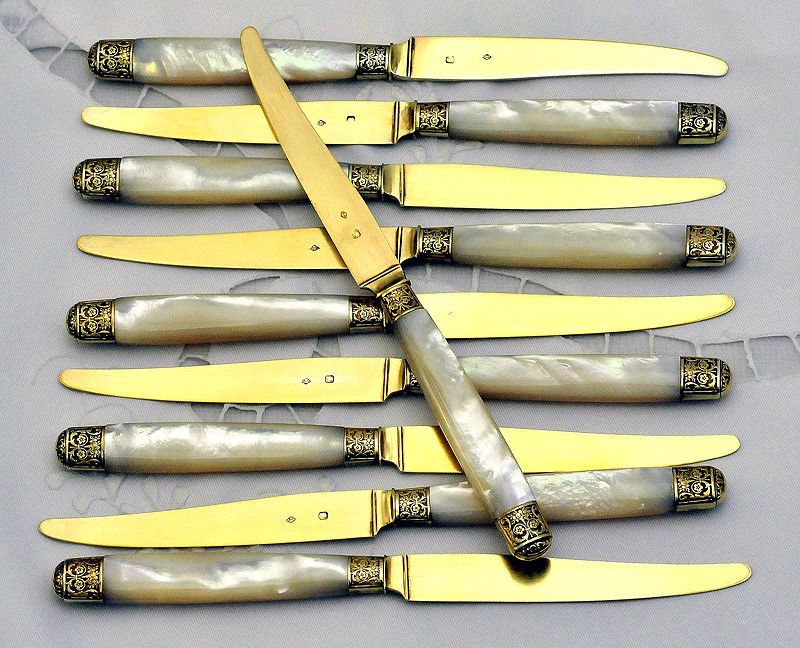 Cordonnier & Grandvigne: 36 PC French Sterling Vermeil Flatware Set Cordonnier & Grandvigne: 36 PC French Sterling Vermeil Flatware Set