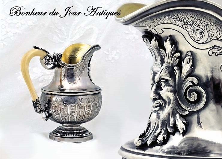Boin-Taburet: Spectacular Antique French Sterling Silver Cream Jug Mascarons! Boin-Taburet: Spectacular Antique French Sterling Silver Cream Jug Mascarons!