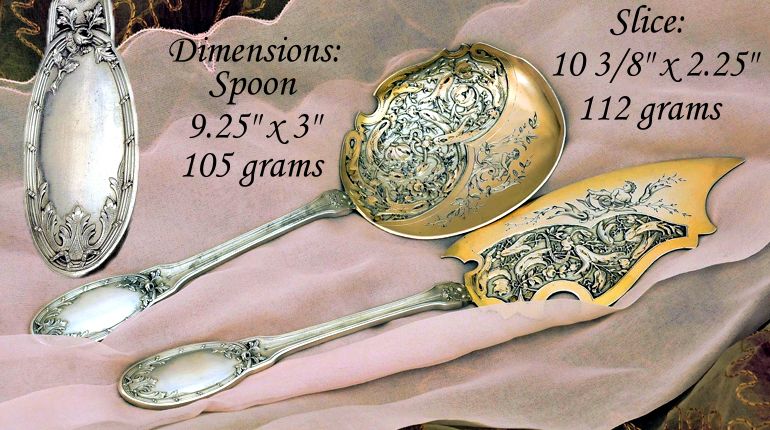 LOUIS COIGNET: Antique French Sterling Vermeil Ice Cream Serving Pair Box LOUIS COIGNET: Antique French Sterling Vermeil Ice Cream Serving Pair Box