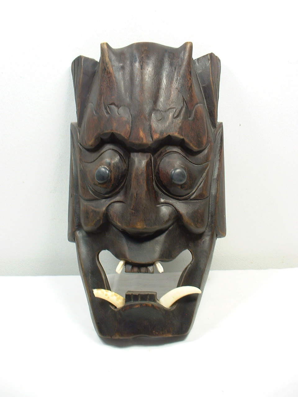 Large Vintage Demon MASK Handcarved Asian Indonesian Teak Wood Fangs Large Vintage Demon MASK Handcarved Asian Indonesian Teak Wood Fangs