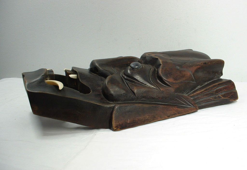 Large Vintage Demon MASK Handcarved Asian Indonesian Teak Wood Fangs Large Vintage Demon MASK Handcarved Asian Indonesian Teak Wood Fangs