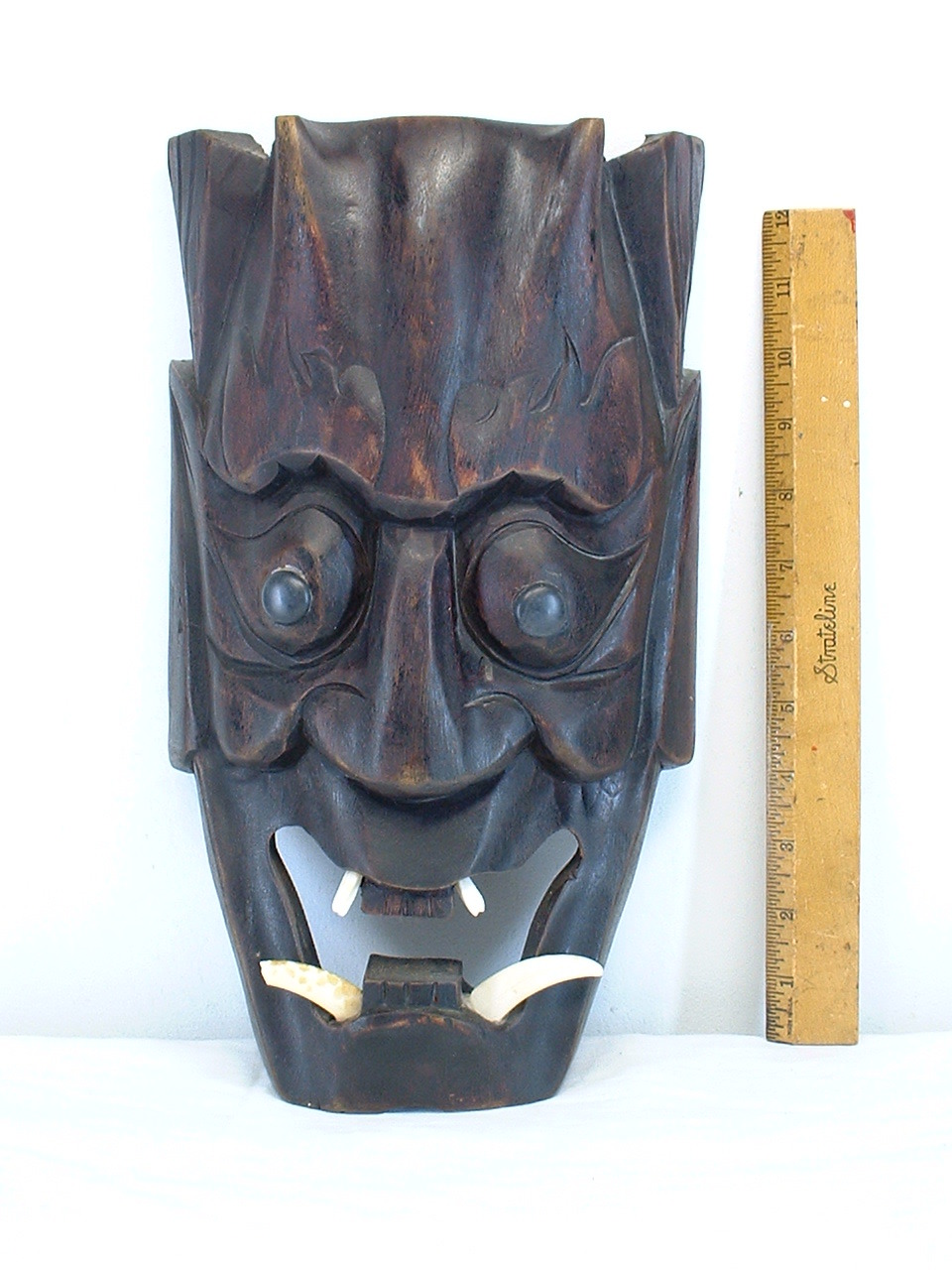 Large Vintage Demon MASK Handcarved Asian Indonesian Teak Wood Fangs Large Vintage Demon MASK Handcarved Asian Indonesian Teak Wood Fangs
