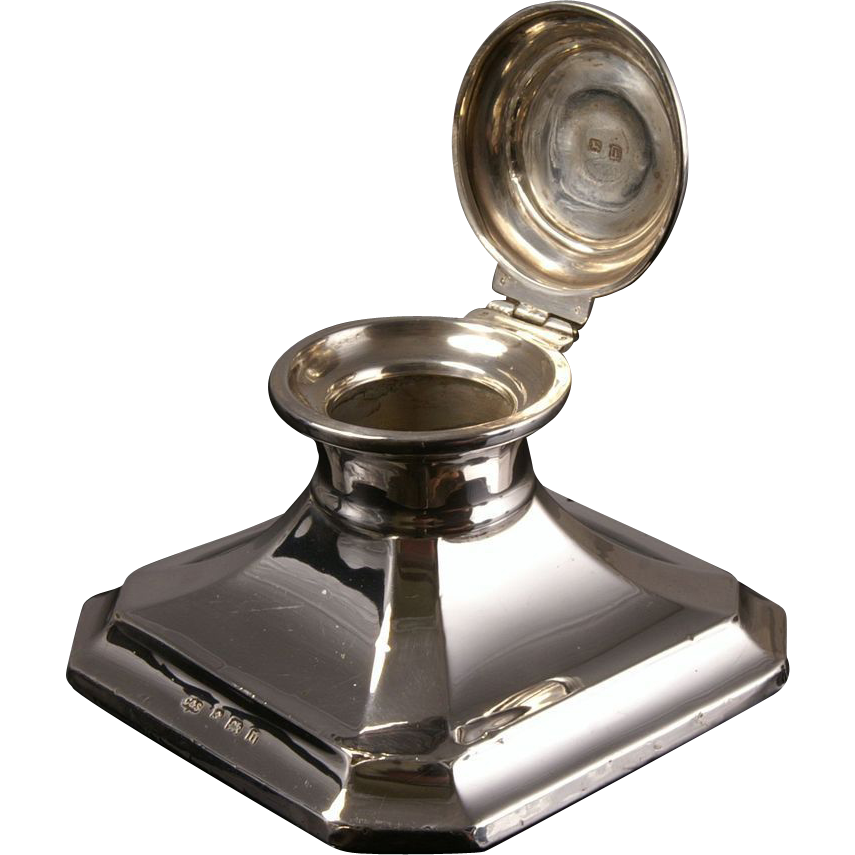 Antique Silver Capstan Inkwell from agarichouse on Ruby Lane