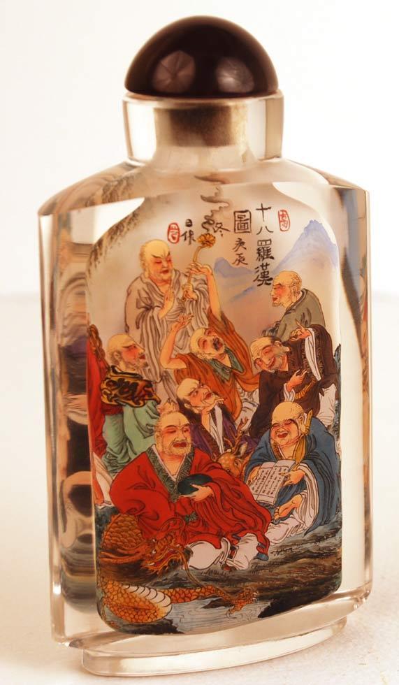 Antique Chinese Reverse Hand Painted Glass Snuff Bottle Antique Chinese Reverse Hand Painted Glass Snuff Bottle