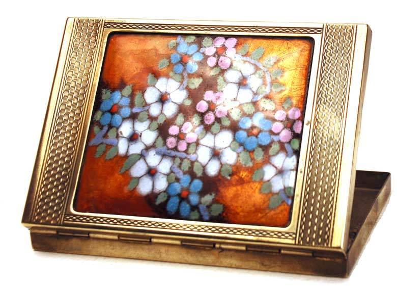 French Bronze/Art Glass Compact Case French Bronze/Art Glass Compact Case