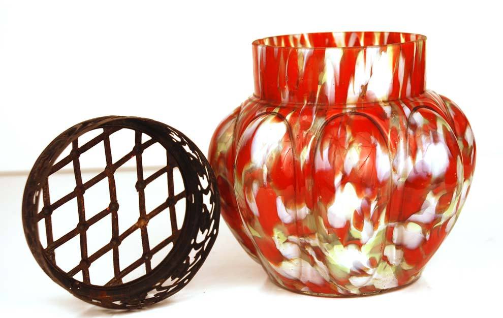 Antique French Hand Blown Art Glass Flower Vase Antique French Hand Blown Art Glass Flower Vase