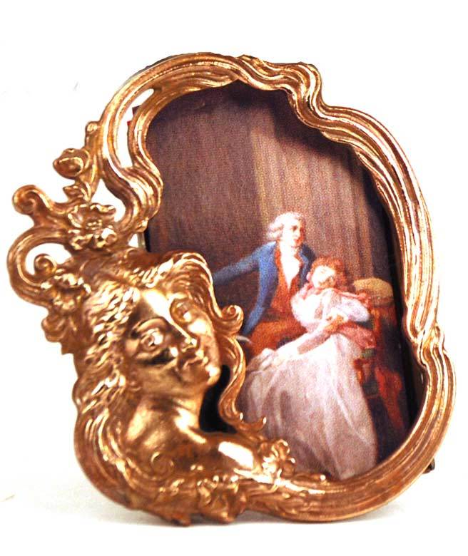 Miniature Cast Bronze/Metal Figural Picture Frame Miniature Cast Bronze/Metal Figural Picture Frame