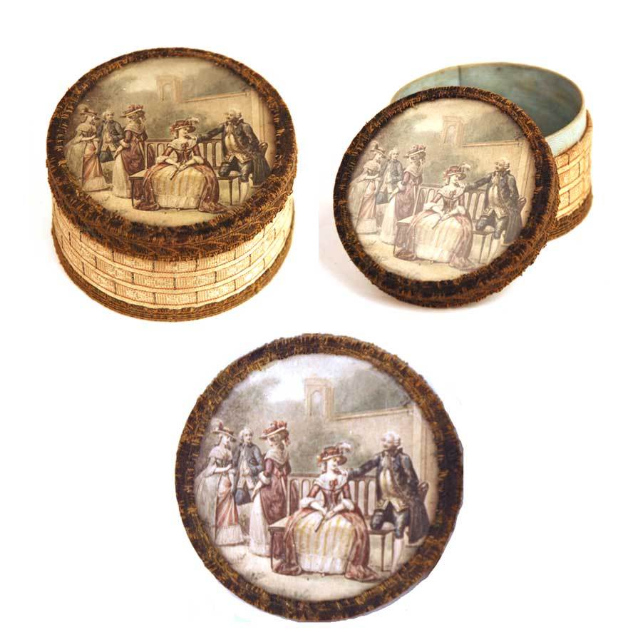 Antique Nineteenth Century French Bonbon Box w/Color Lithograph under Glass Antique Nineteenth Century French Bonbon Box w/Color Lithograph under Glass