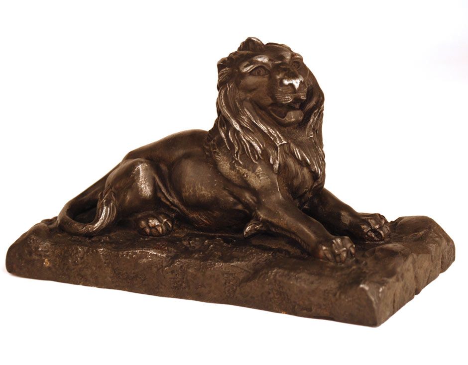 Antique Nineteenth Century French Metal Figural Lion Sculpture Antique Nineteenth Century French Metal Figural Lion Sculpture