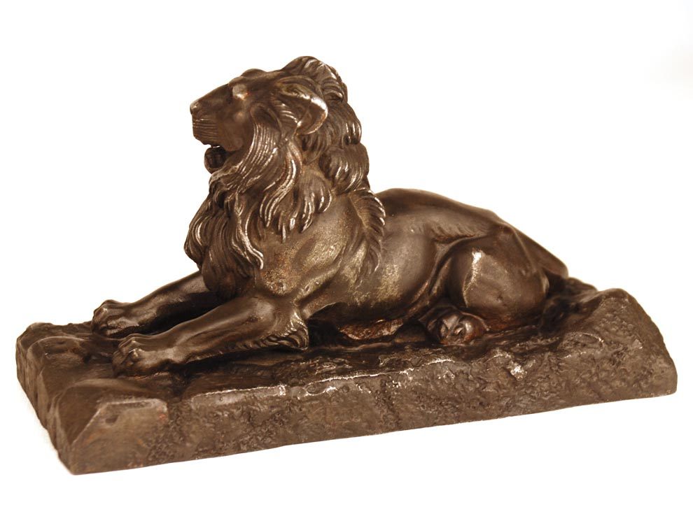 Antique Nineteenth Century French Metal Figural Lion Sculpture Antique Nineteenth Century French Metal Figural Lion Sculpture