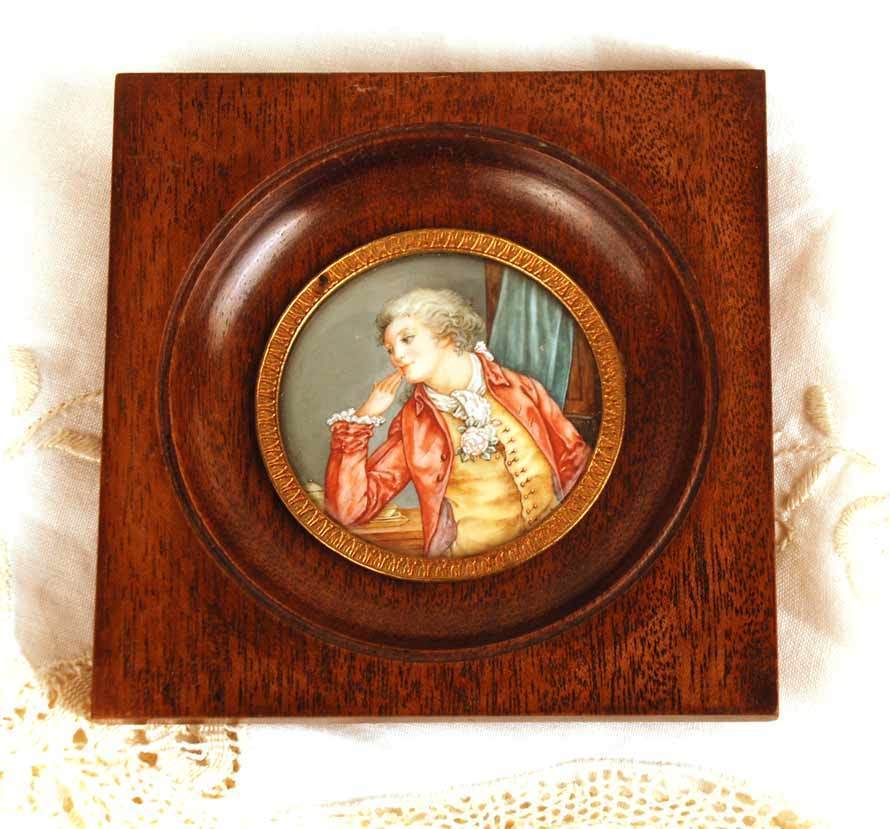 Antique Nineteenth Century Miniature Hand Painted Portrait Antique Nineteenth Century Miniature Hand Painted Portrait