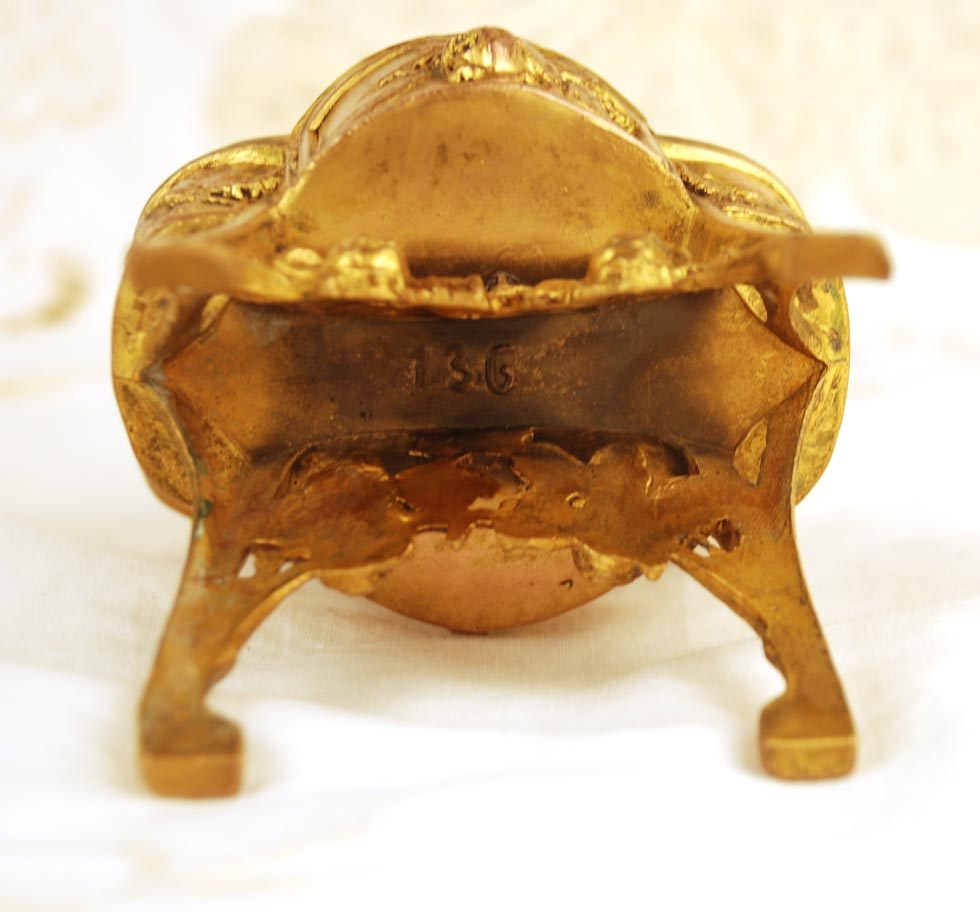 Antique French Gilded Metal/Copper Miniature Sewing Cabinet Antique French Gilded Metal/Copper Miniature Sewing Cabinet