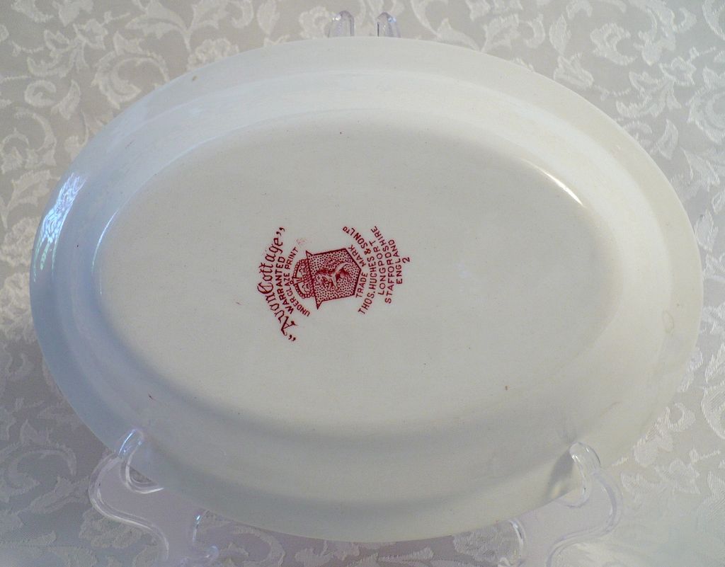 Avon Cottage Red & White Transferware Oval Open Vegetable Bowl Avon Cottage Red & White Transferware Oval Open Vegetable Bowl