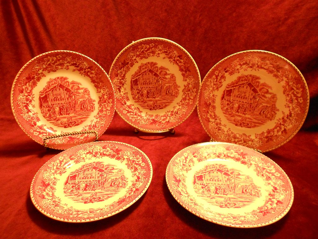 5 Avon Cottage Transferware Dessert Plates 5 Avon Cottage Transferware Dessert Plates