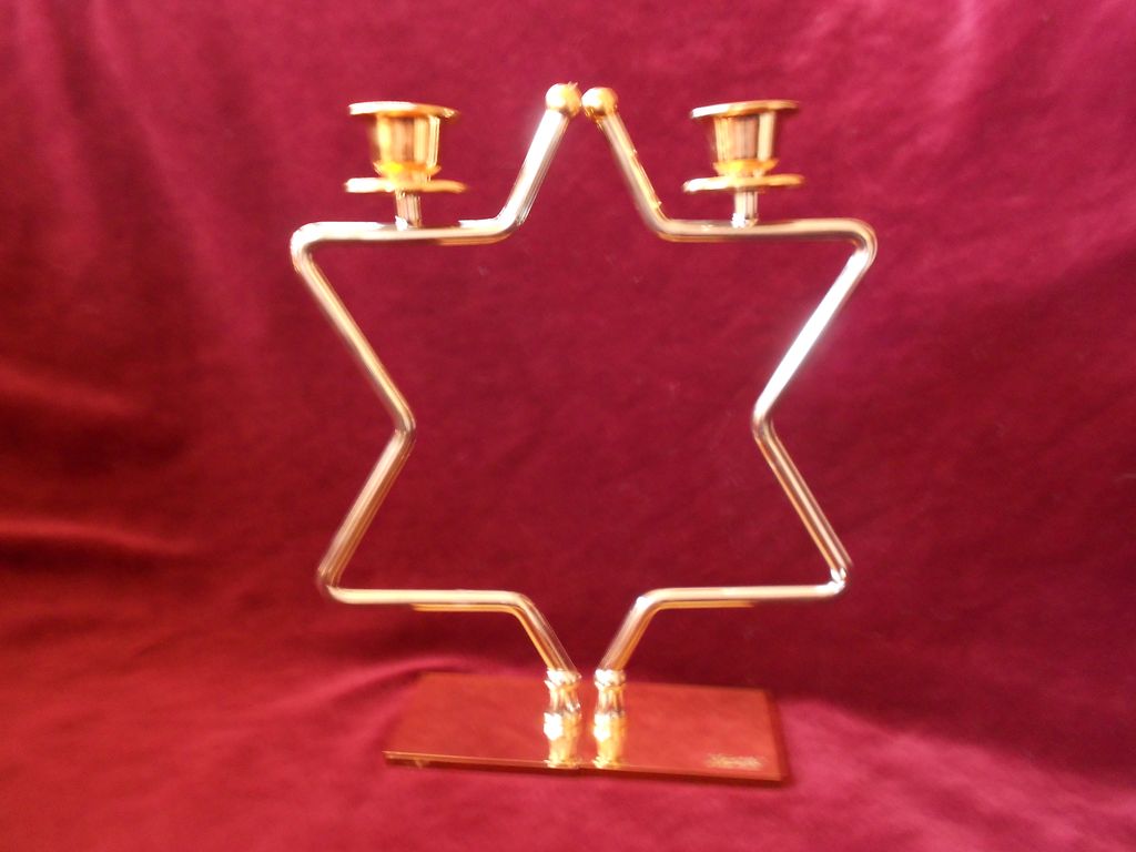 Magen David Silver & Gold Plated Shabbat Candlesticks Magen David Silver & Gold Plated Shabbat Candlesticks