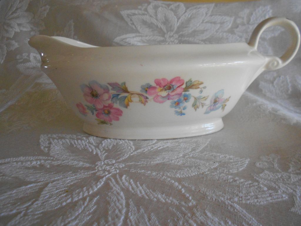 Vintage Knowles China: Cottage Floral Ceramic Platter & Gravy Boat Vintage Knowles China: Cottage Floral Ceramic Platter & Gravy Boat