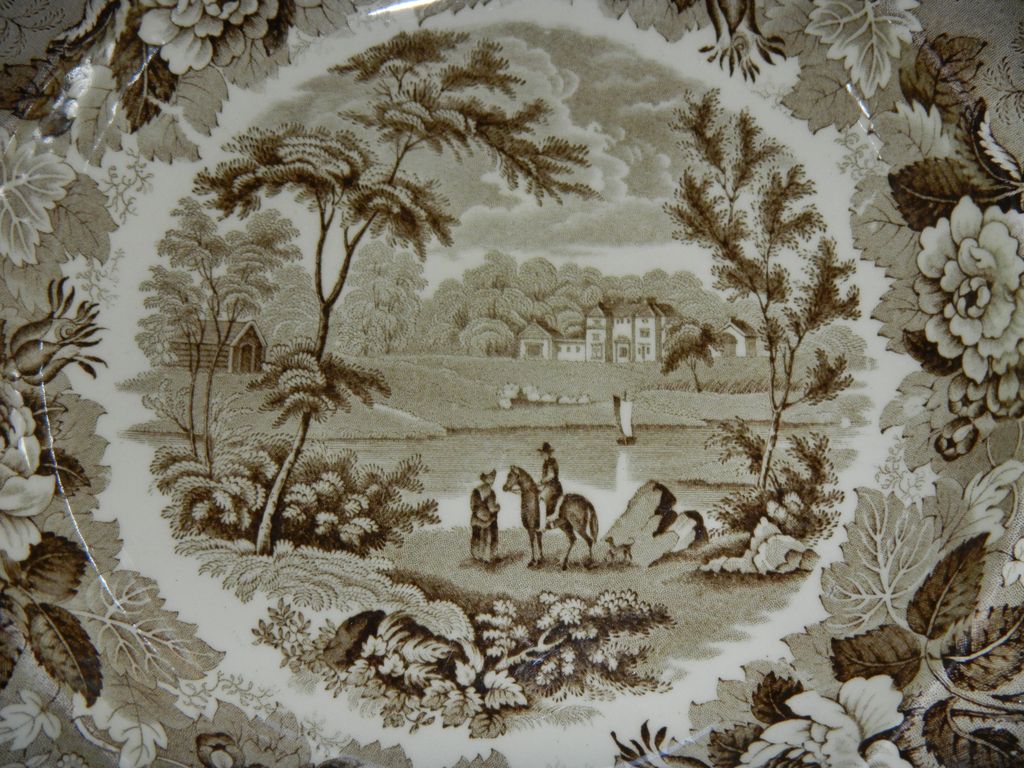 Brown & White Wedgwood Transferware Bowl Brown & White Wedgwood Transferware Bowl