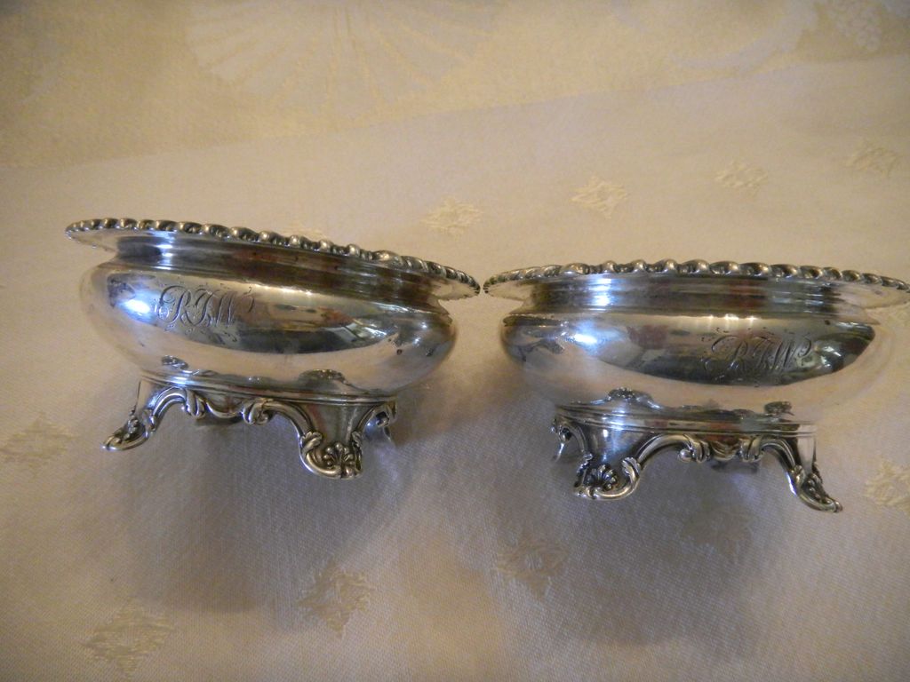 British Sterling George IV 1830 Salt Cellar Pair British Sterling George IV 1830 Salt Cellar Pair