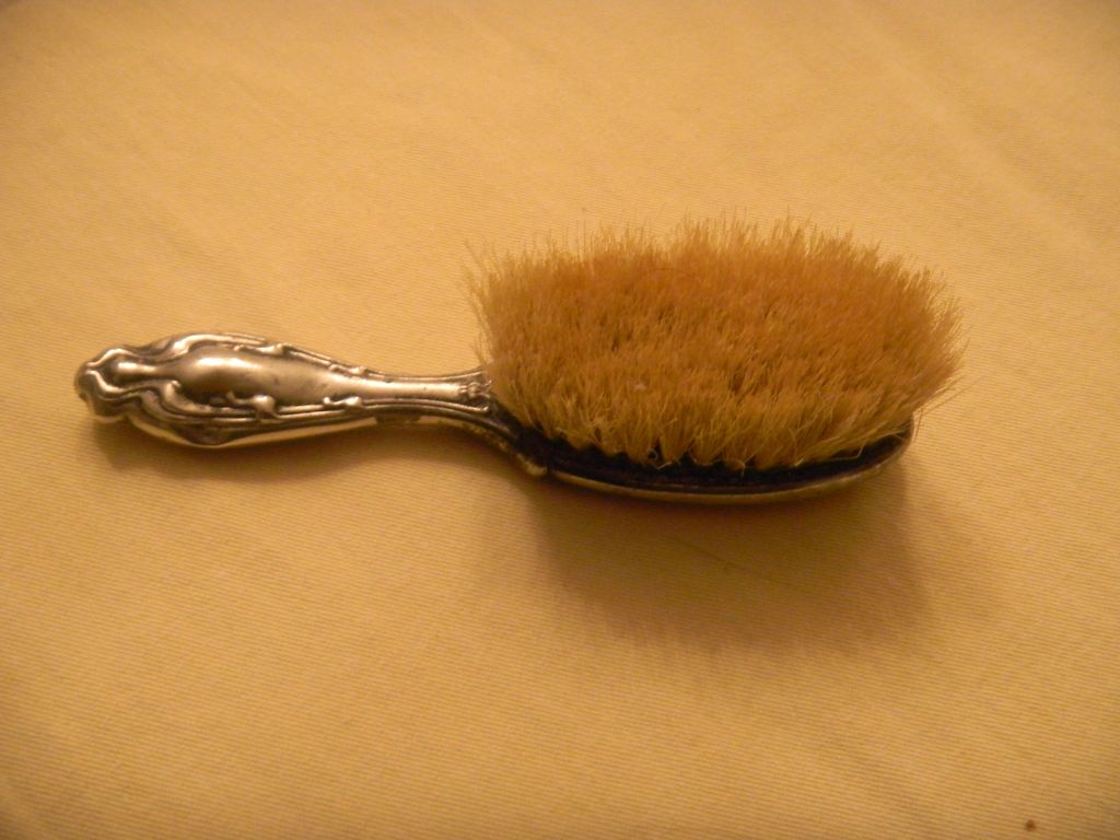 Silver Little Girl's Brush with Porcelain Inset Silver Little Girl's Brush with Porcelain Inset
