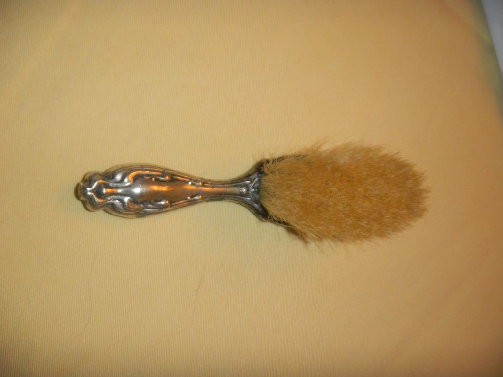Silver Little Girl's Brush with Porcelain Inset Silver Little Girl's Brush with Porcelain Inset